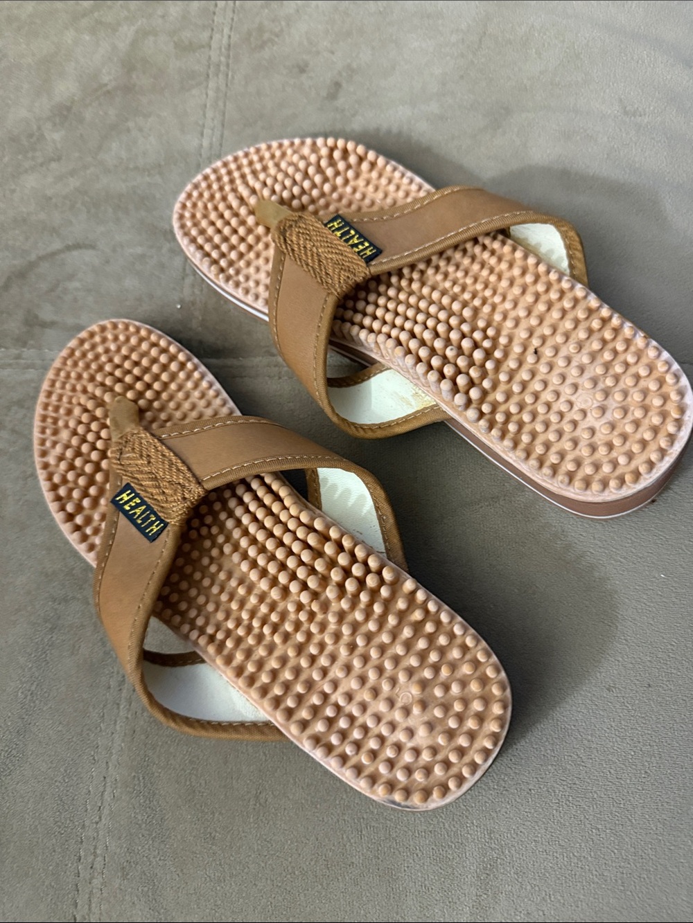 Tan Brown Textured Massage Slippers